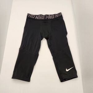 Nike Black Pro 3/4 Training Joggers with White Swoosh